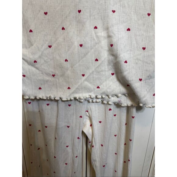 Gap Kids Girls Recycled Pointelle Heart Print Pajama Set Ivory Frost Sz 10 NWOT - Picture 2 of 8